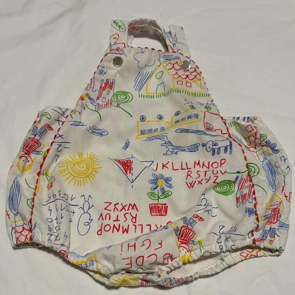 Vintage C.I. Castro & CO School Alphabet Print Bubble Rumper